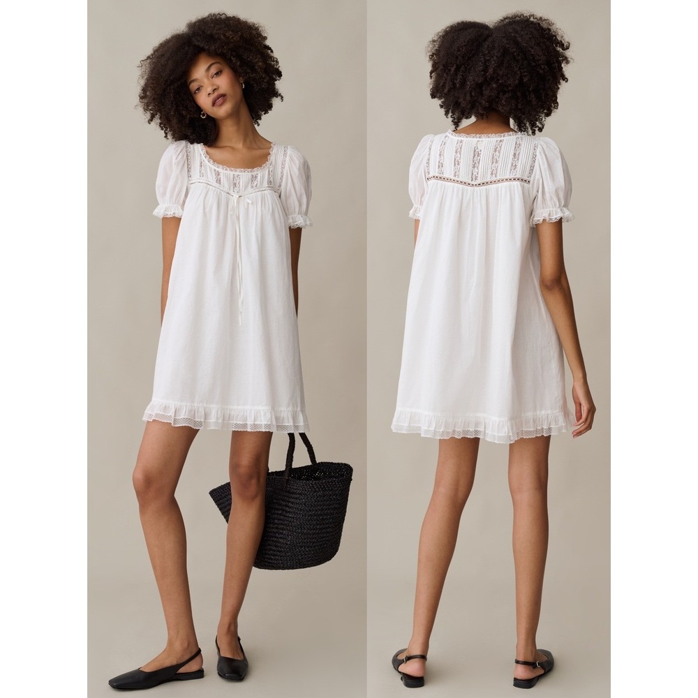 NWT Sorella Alethea Cotton Lace Mini Dress in White - Size Medium